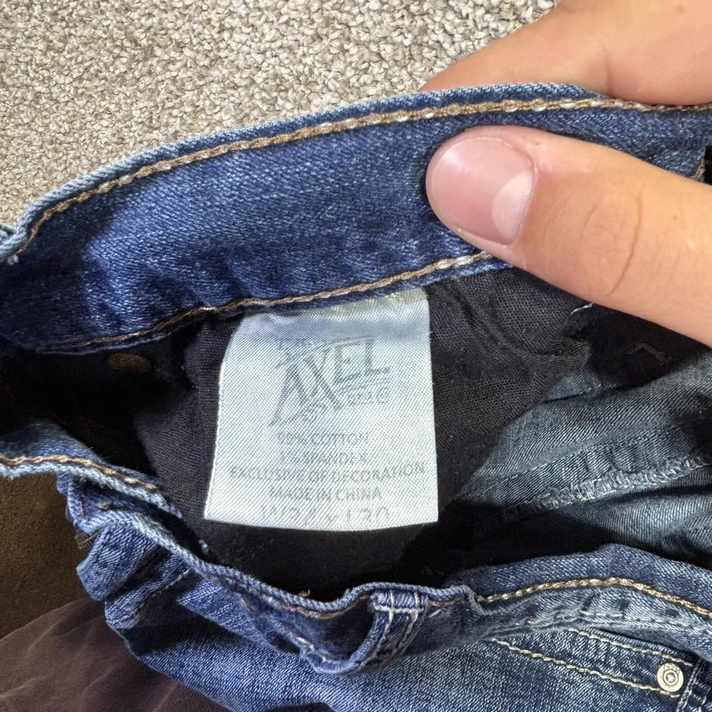 Axel Slim Boot Jeans Mens 34x30 Blue Medium Wash Slim Bootcut Denim Distressed